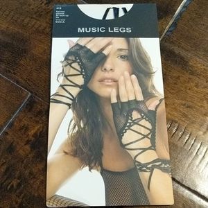 Fishnet Gloves with Lace Up Tie